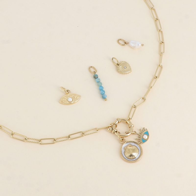 Collier Summer Vibes - Coquillage et Oeil émaillé