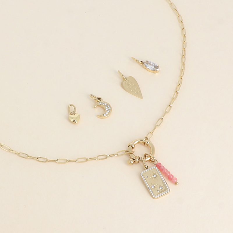 Collier With Love - Plaquette d'étoiles et Pierres naturelles